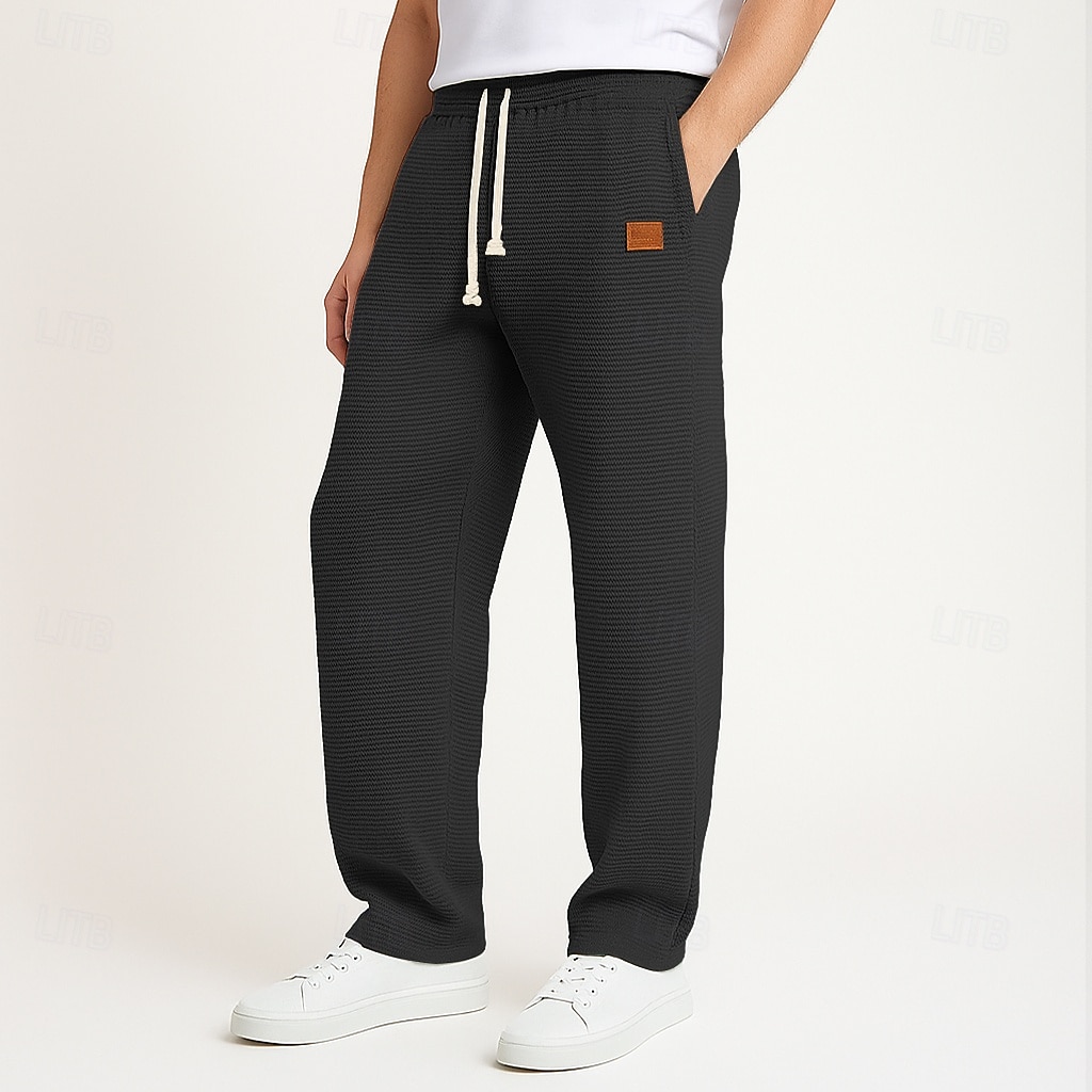 Herren Jogginghose Hose Gerade geschnittene Sweatpants Waffelhose Kordelzug Tasche Elastischer Bund Einfach Komfort Volle Länge Sport im Freien Täglich Urlaub Mode Blau Schwarz Dehnbar 2026 - $21.99 –P6