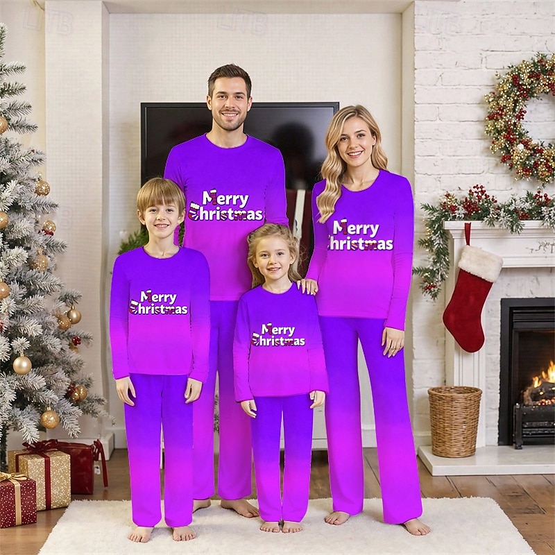 Családi nézés Karácsony Karácsonyi családi pizsama Pizsamák Családkészletek Grafika Gradiens Karácsonyi minta Otthon Nyomtatott Medence Sötétsárga Világoszöld Hosszú ujj Napi Hozzá illő ruhák 2025 - $20.99 –P7