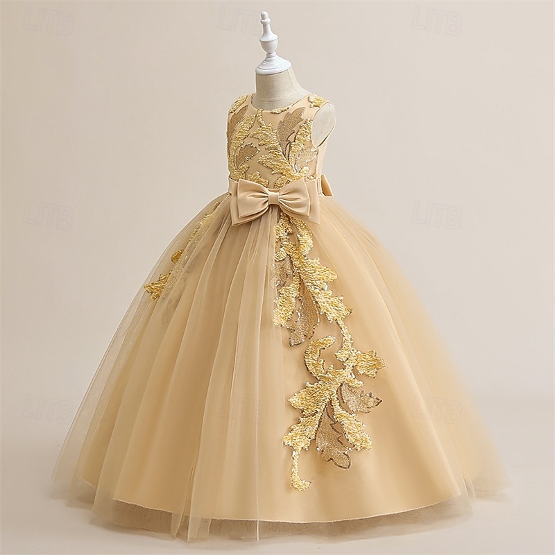 Kinder Mädchen Kleid Partykleid Einfarbig Ärmellos Formell Leistung Besonderer Anlass Knotenbinde Netz Mode Täglich Prinzessin Polyester Maxi Partykleid Schwingkleid Tüllkleid Sommer Frühling 5-12 2026 - $50.99 –P5
