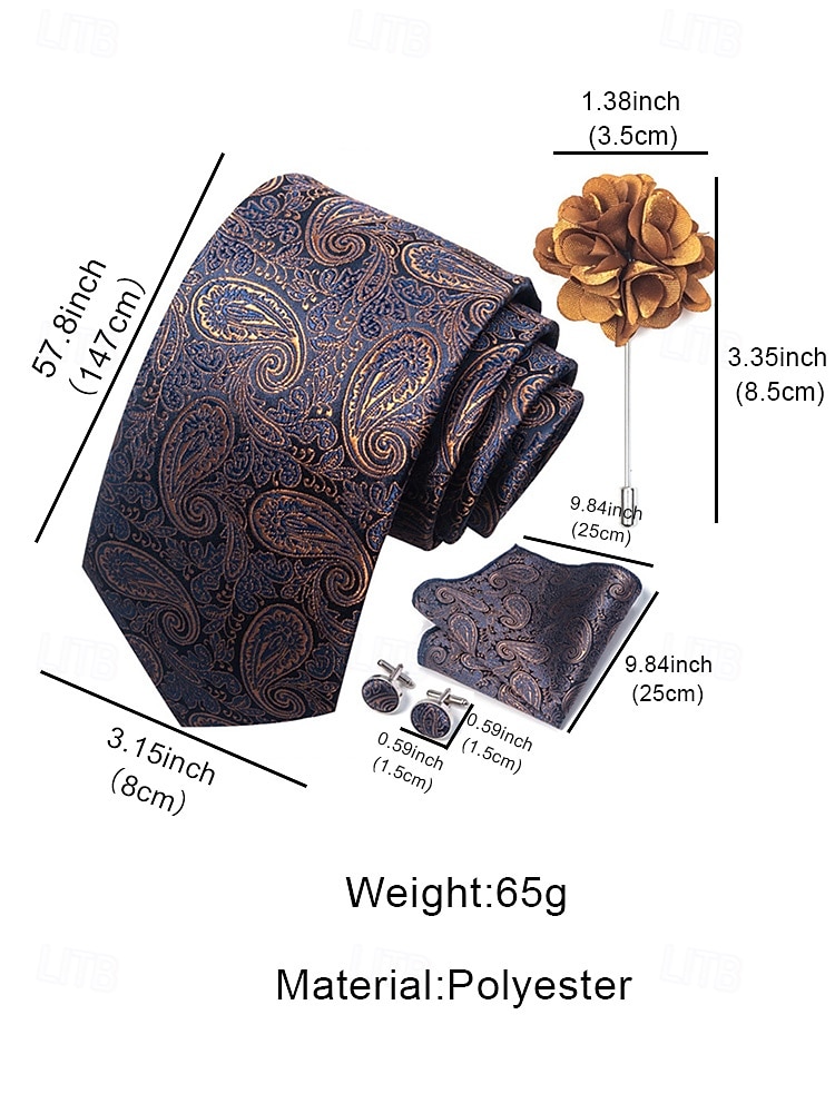 Мужской рождественский комплект галстуков, многоцветный, стильный цветочный узор, с запонками и нагрудным платком для официальных мероприятий 2026 - $14.99 –P6