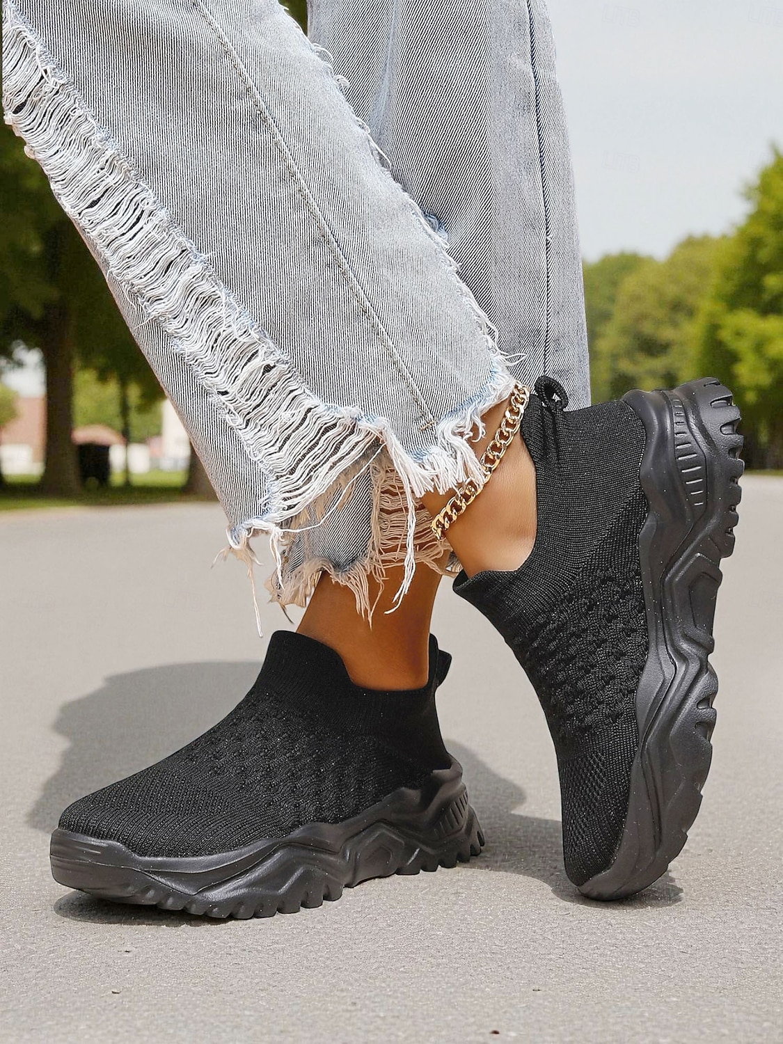 Knallrøde slip-on-sko til dame med pustende strikk – lette og komfortable joggesko for hverdagsaktiviteter, reiser og uformelle utflukter 2026 - $29.99 –P3
