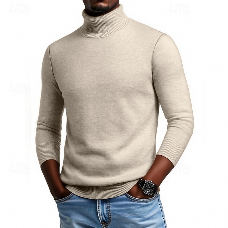 Homens Suéter Pulôver suéter Suéter de malha Estriado Tricotar Tops regulares Tricotado Tecido Gola Alta Moda Roupa de rua Casual Roupa Diária Roupa Outono Inverno Camelo Vinho S M L de 2026 por $28.99 –P2