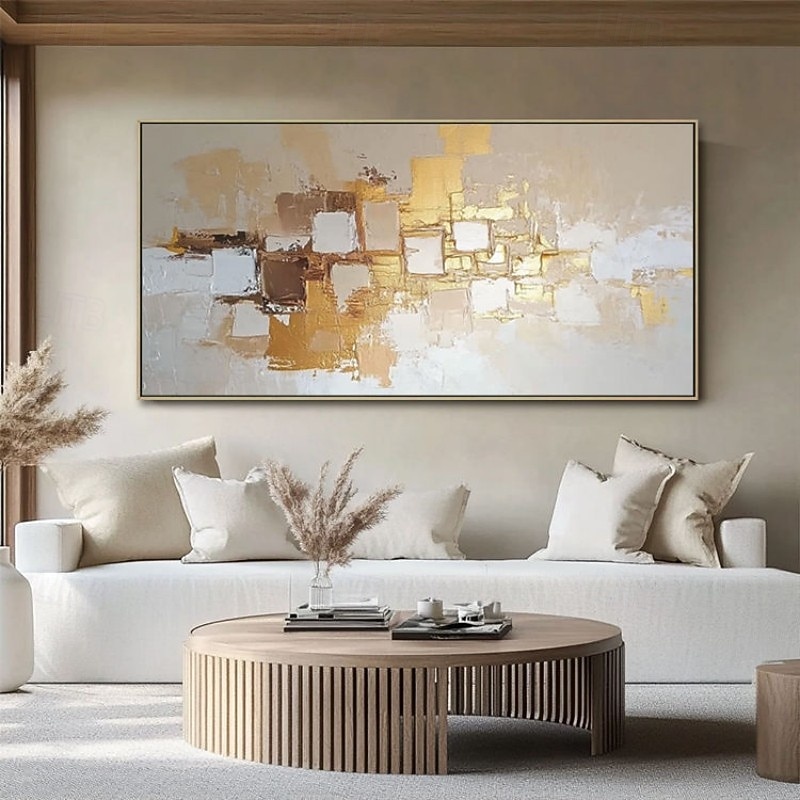 Handmade Oil Painting Canvas Wall Art Decoration Modern Golden Color Block Abstract for Home Decor Rolled Frameless Unstretched Painting 2026 - $100.99 –P4