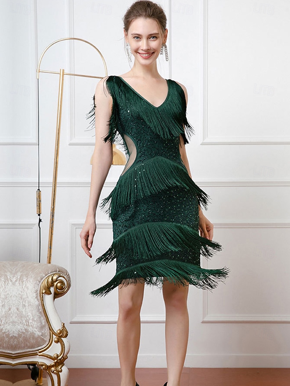 Roaring 20s 1920s Knee Length Flapper Dress Sleeveless The Great Gatsby Flapper Girl Sequins Fringe V Neck Fancy Dress Women's Christmas Carnival speakeasy Masquerade Retro Theme Party Adults Dress 2026 - $47.99 –P7