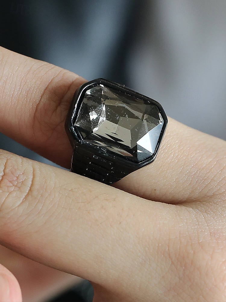 Anillo de titanio para hombre con gema grande de color – disponible en varios colores, diseño elegante para ocasiones informales y formales 2026 - $11.99 –P5