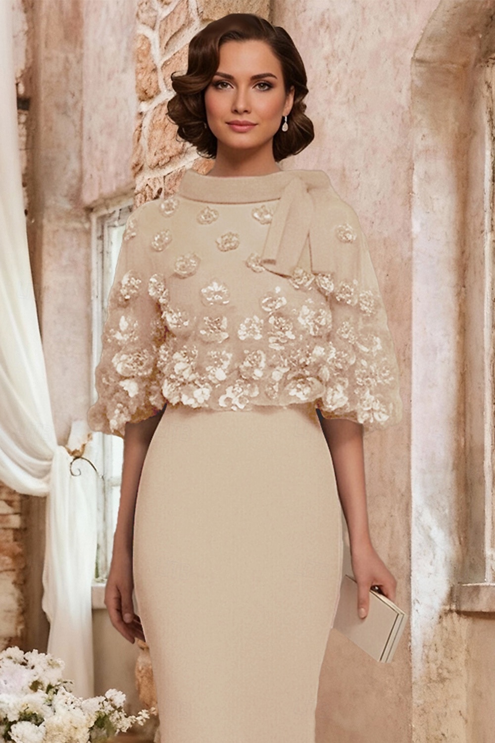 Tweedelig Tot de grond Feestjurk Cocktail jurk Bruiloft gast jurk Moeder van de bruid jurk Korte mouw Halve mouw Strakke ronde hals Ronde hals Elegant Formeel Bruiloft gast Familiebijeenkomst Chiffon 2026 - $183.99 –P3