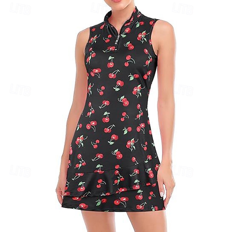 Damskie Graficzny Solidne kolory Sukienka do tenisa Sukienka sportowa Odprowadza wilgoć Oddychający Bransoletka tenisowa Obuwie sportowe Bieganie Kołnierz zapinany na zamek Sukienka Czarny Biały 2026 - $26.99 –P15
