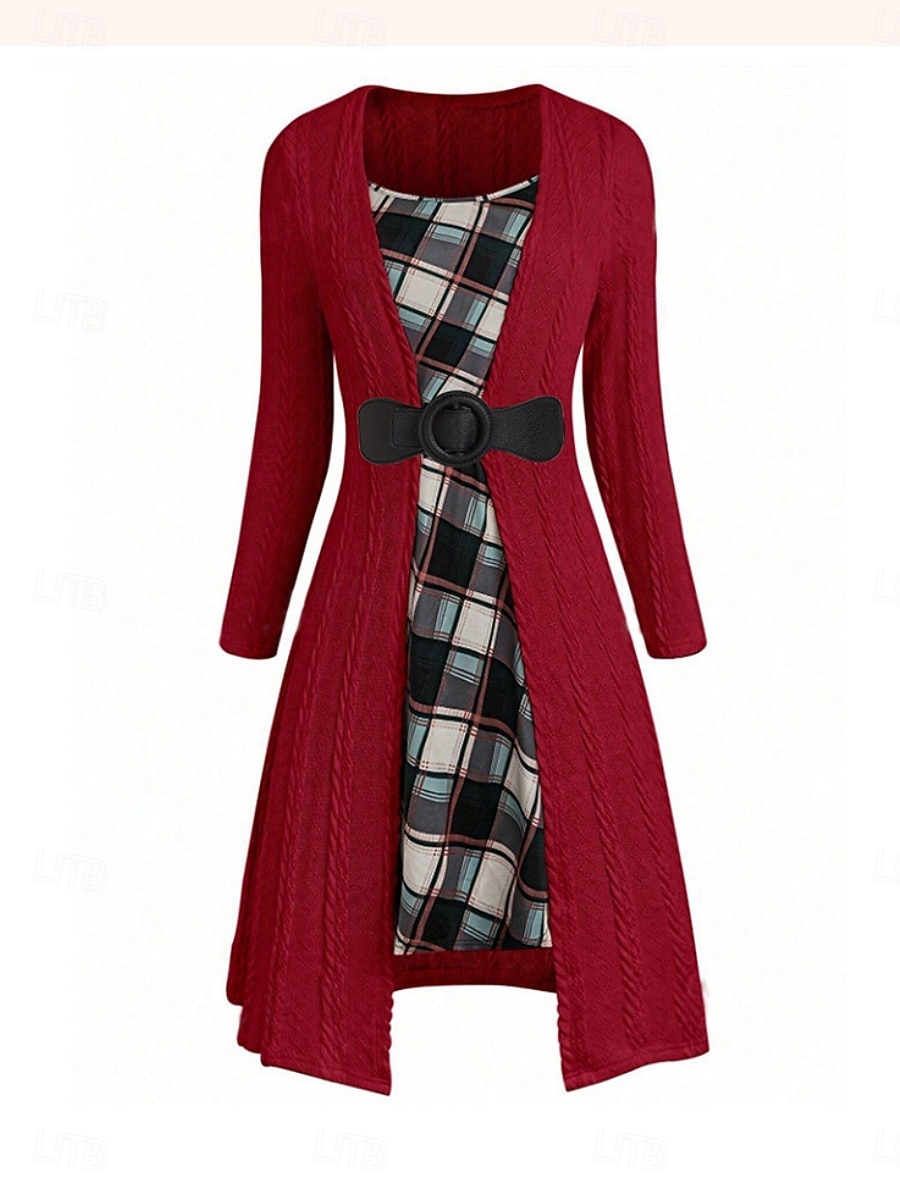 Γυναικεία Πουλόβερ Φόρεμα πουλόβερ Καθημερινό Μαλακή Μονόχρωμες Κοτλέ Στρογγυλή Ψηλή Λαιμόκοψη Κουρελού Πλεκτό Στάμπα Μακρυμάνικο Μακριές μπλούζες Πλέκω ΕΞΩΤΕΡΙΚΟΥ ΧΩΡΟΥ Καθημερινά Σαββατοκύριακο 2026 - $67.99 –P2