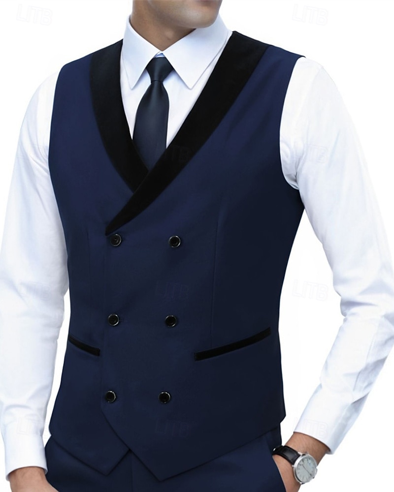 Ανδρικά Veste Γιλέκο Gilet Επιχείρηση Διακοπές Πάρτι Μοντέρνα Καθημερινό Άνοιξη Φθινόπωρο Τσέπη Κουμπιά Πολυεστέρας Άνετο Σκέτο Σταυρωτό Λαιμόκοψη V Κανονικό Θαλασσί Μαύρο Λευκό Ρουμπίνι Γιλέκο 2026 - $35.99 –P13