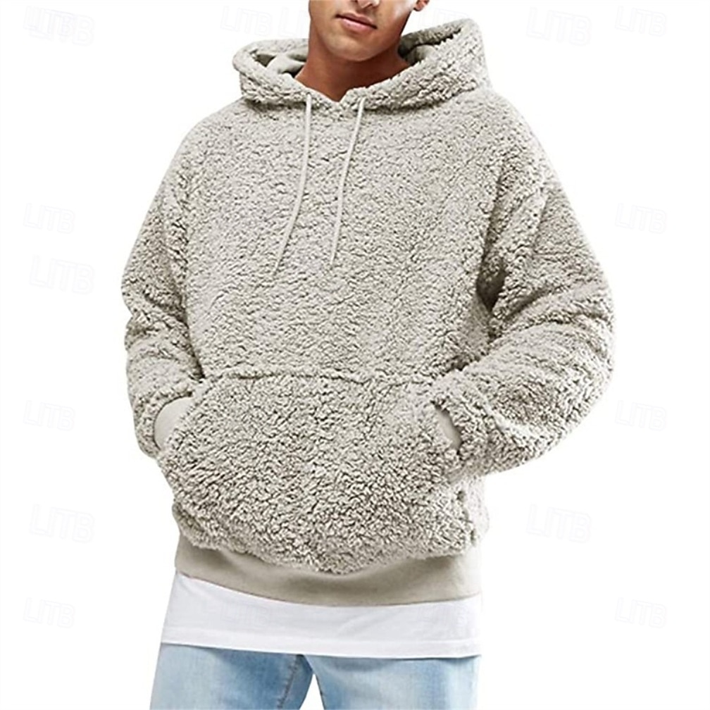 Homens Moletom Moletom de lã Moletom com capuz forrado de lã Preto Rosa Verde Café Cinzento Com Capuz Tecido Patchwork Bloco de cor bolso canguru Desportos e Ar livre Casual Diário Roupa de rua Legal de 2026 por $24.99 –P1