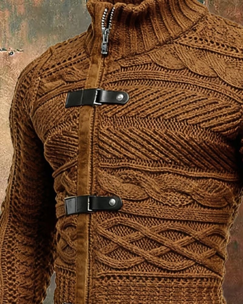 Men's Sweater Pullover Sweater Jumper Zip Sweater Knit Sweater Ribbed Knit Regular Tops Knitted Plain Turtleneck Streetwear Modern Casual Daily Wear Clothing Apparel Fall Winter Black Dark Navy S M L 2026 - $42.99 –P3