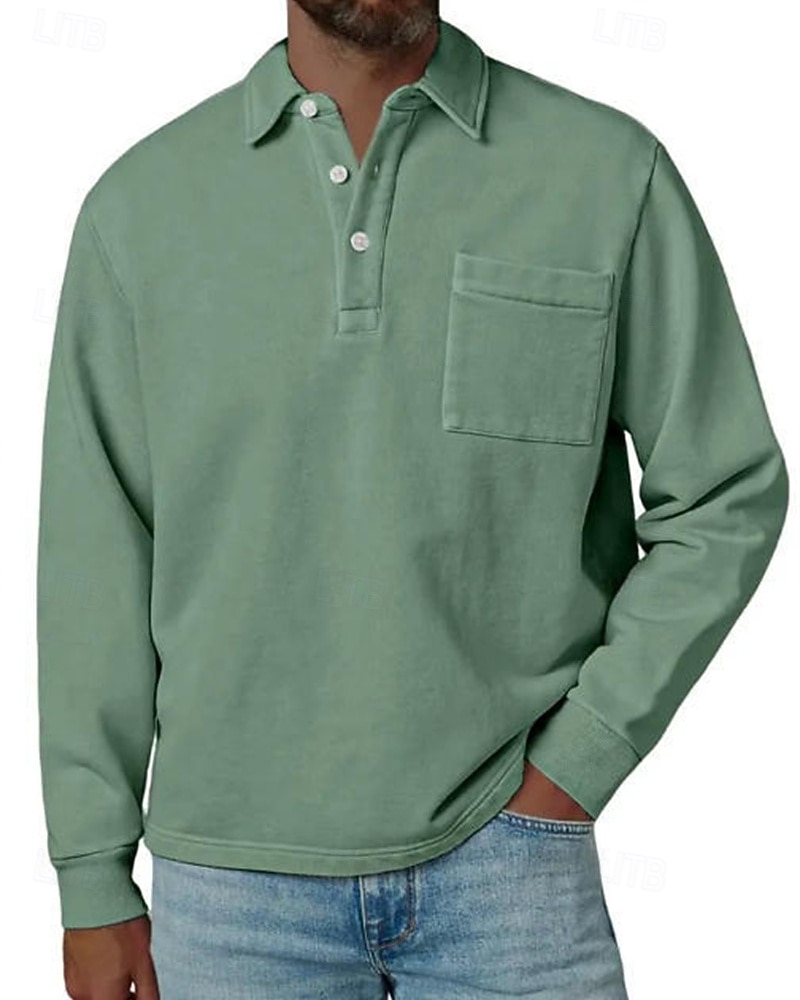 Per uomo Maglia da golf Polo da Golf Casuale Lavoro Bavero Manica Lunga Essenziale Moderno Semplice Bottoni Tasca Frontale Primavera Autunno Vestibilità regolare Blu Nero Blu marino Viola Marrone del 2026 a $31.99 –P2
