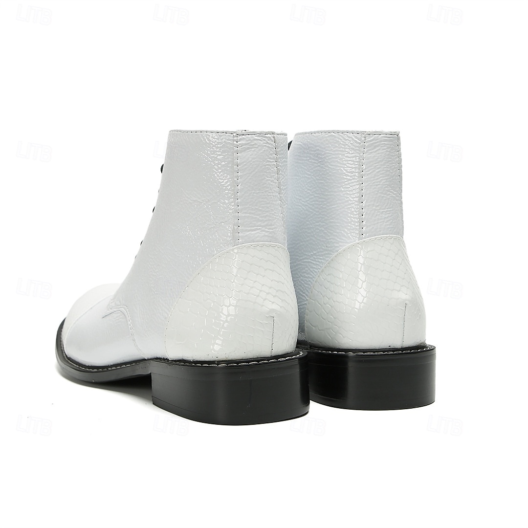 Miesten valkoiset aidosta nahasta valmistetut nauhalliset nilkkurit - tyylikäs ja elegantti muotoilu, ihanteellinen juhlatilaisuuksiin, toimistokäyttöön ja trendikkääseen arkeen 2025 - $139.99 –P5