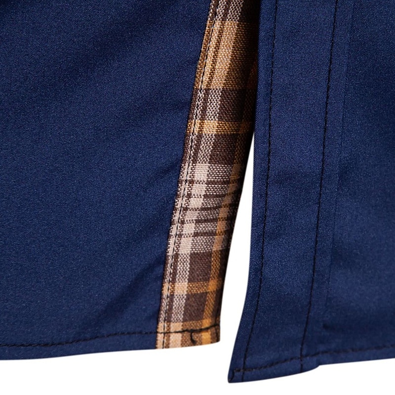 Herr Skjorta Casual skjorta Knapp upp skjorta Slät Bröllop Utomhus Blå Svart Rubinrött Långärmad Kavajslag Sommar Vår Kläder Lappverk 2026 - $25.99 –P6