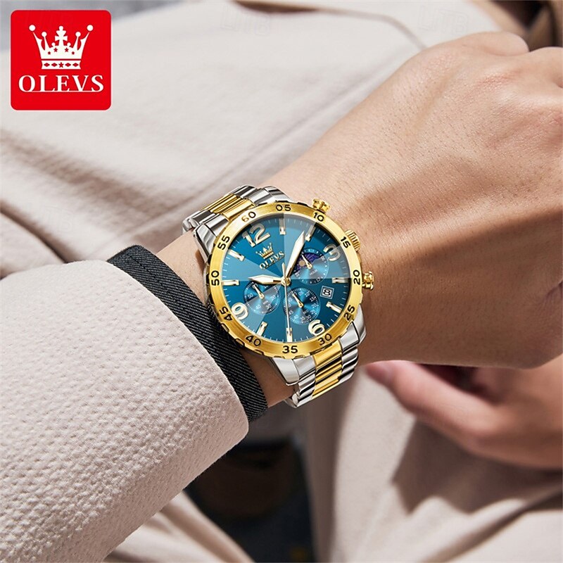 The New Olevs Men'S Business Watch Features A Luminous Moon Phase Calendar Small Three-Hand Multi-Functional Digital Large Dial Quartz Watch Which Is A Fashionable Casual Waterproof And Sporty Me 2025 - $34.99 –P17