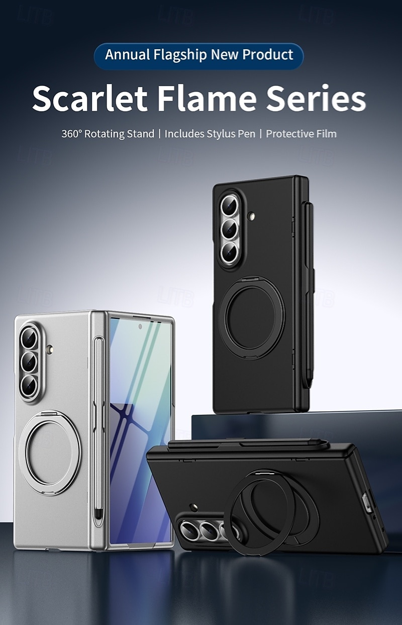 telefoon hoesje Voor Samsung Galaxy Z-vouw 7 Z-vouw 6 Z Fold 5 Z Fold 4 Z Fold 3 Flip cover met standaard en schermbeschermer Volledig lichaamsbeschermend Retro PC Metaal 2026 - $30.99 –P1