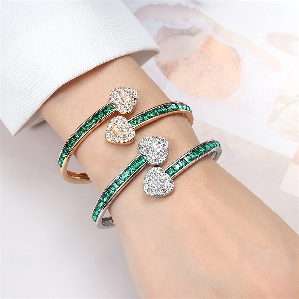 Cubic Zirconia Vintage Style Sweet Heart Elegant Personalized Trendy Chrome Bracelet Jewelry Silver / Golden For Wedding Party Engagement Prom 2026 - $11.49 –P1