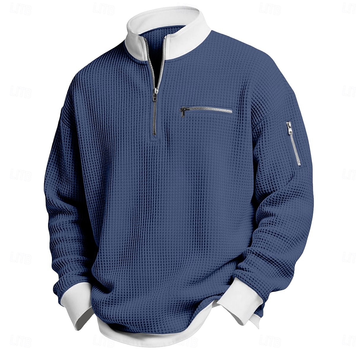 Herre Vaffel T-skjorte T skjorte Langermet Halv glidelås Vår Høst vinter Helfarge Tradisjonell / vintage Fritid Fargeblokk Lomme med glidelås utendørs Hjem Sport & Utendørs Lyseblå Rød Lilla Topp 2026 - $26.99 –P8