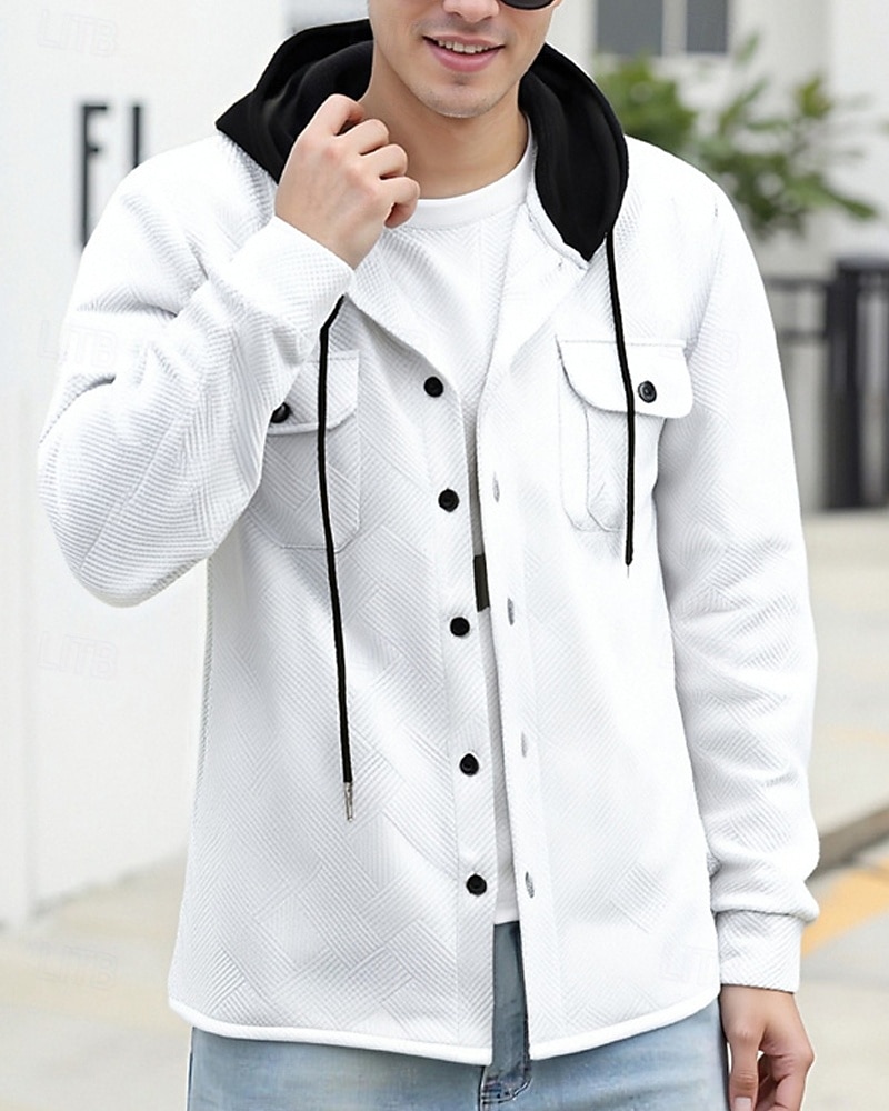 Homme Veste Légère Veste Décontractée Veste à Capuche Extérieur Occasionnel Avec Poches Automne Hiver Bloc de Couleur Streetwear Quotidien À capuche Régulier Noir Blanche bleu marine Kaki Grise Veste de 2026 ? $33.99 –P12
