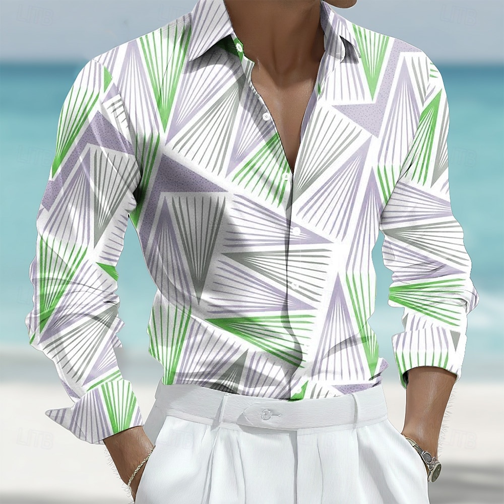 Per uomo Motivo Geometrico Arte astratta Camicia Camicia in raso Camicia elegante Manica Lunga Business Casual Vacanza Abbigliamento Quotidiano Estate Primavera Autunno Collo ripiegato Stampa 3D del 2026 a $29.99 –P2