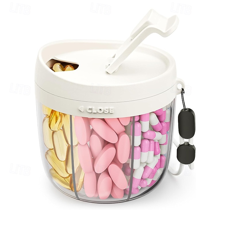 χαριτωμένος οργανωτής διανομέα χαπιών με 7 μεγάλα διαμερίσματα, φορητός οργανωτής μπουκαλιών χαπιών με ευρύ άνοιγμα για εύκολη χρήση, αντι-αναμεμειγμένος οργανωτής χαπιών για ταξίδια, δοχείο χαπιών 2026 - $19.99 –P8