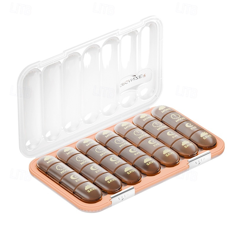 Portapillole portatile con 21/28 scomparti, dispenser per farmaci settimanale, grande scomparto diviso, adatto per vitamine e farmaci quotidiani, ideale per viaggi, casa o come regalo. del 2026 a $20.99 –P13