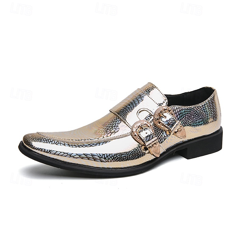 Men's Gold Patent Leather Double Monk Strap Loafers - Luxe Footwear for Formal Dinners and Special Events and Weddings 2026 - $59.99 –P1