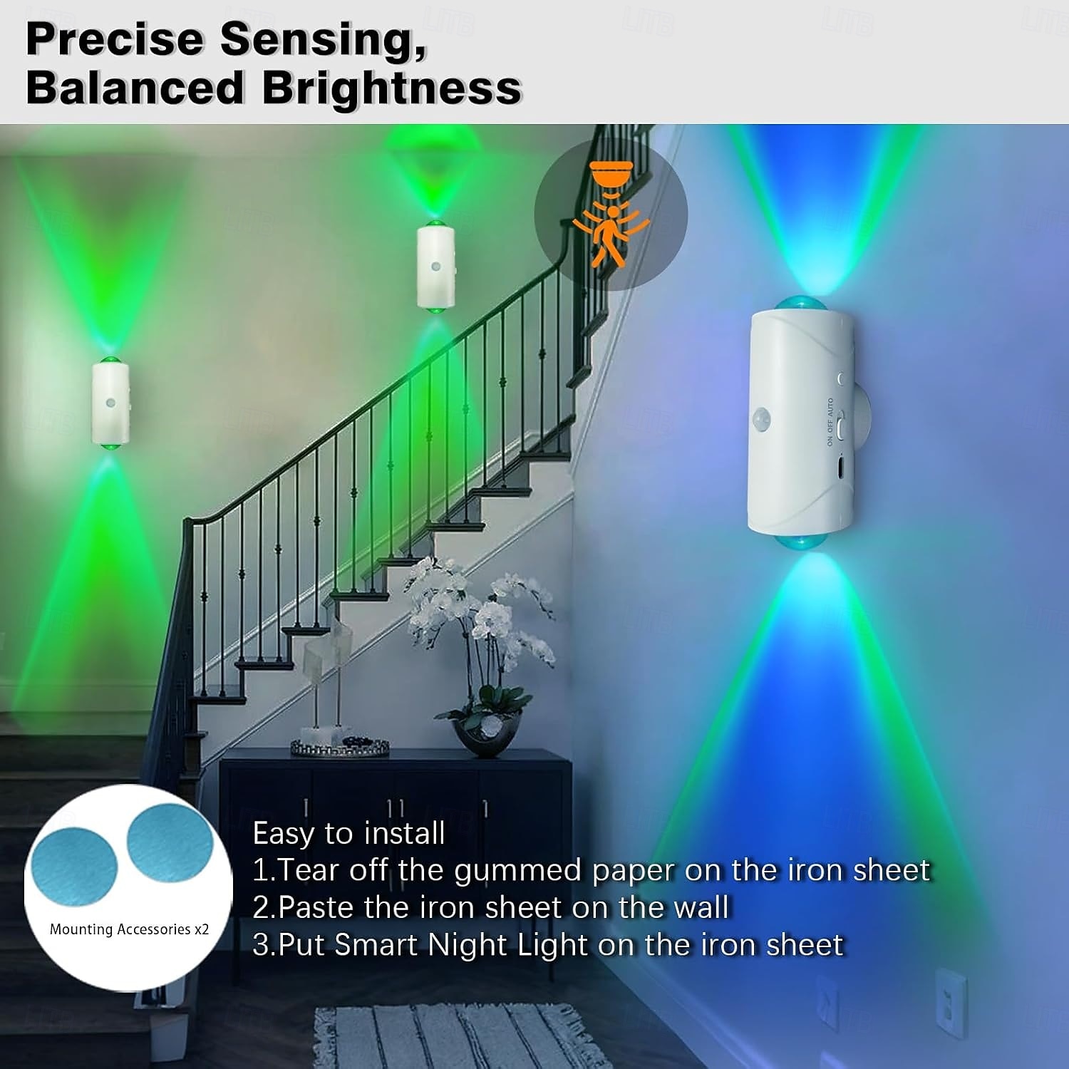 Draadloze LED-wandlamp met 7 kleuren, bewegingssensor voor binnen, wandlampen met oplaadbare batterij van 1500 mAh voor slaapkamer, nachtkastje, gang, binnenplaats, deuropening 2026 - $16.49 –P4