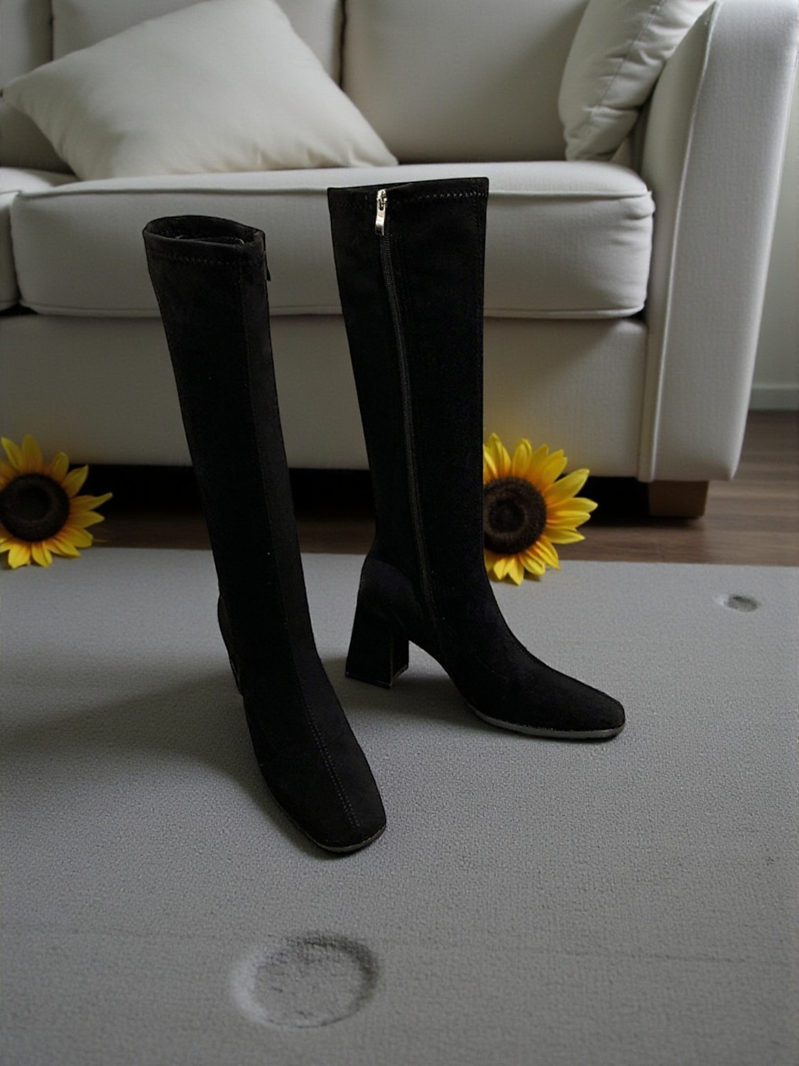 stivali sopra il ginocchio da donna in pelle scamosciata con chiusura a cerniera, tacco a blocco, comodi ed eleganti per l'inverno o le uscite casual del 2026 a $42.99 –P4