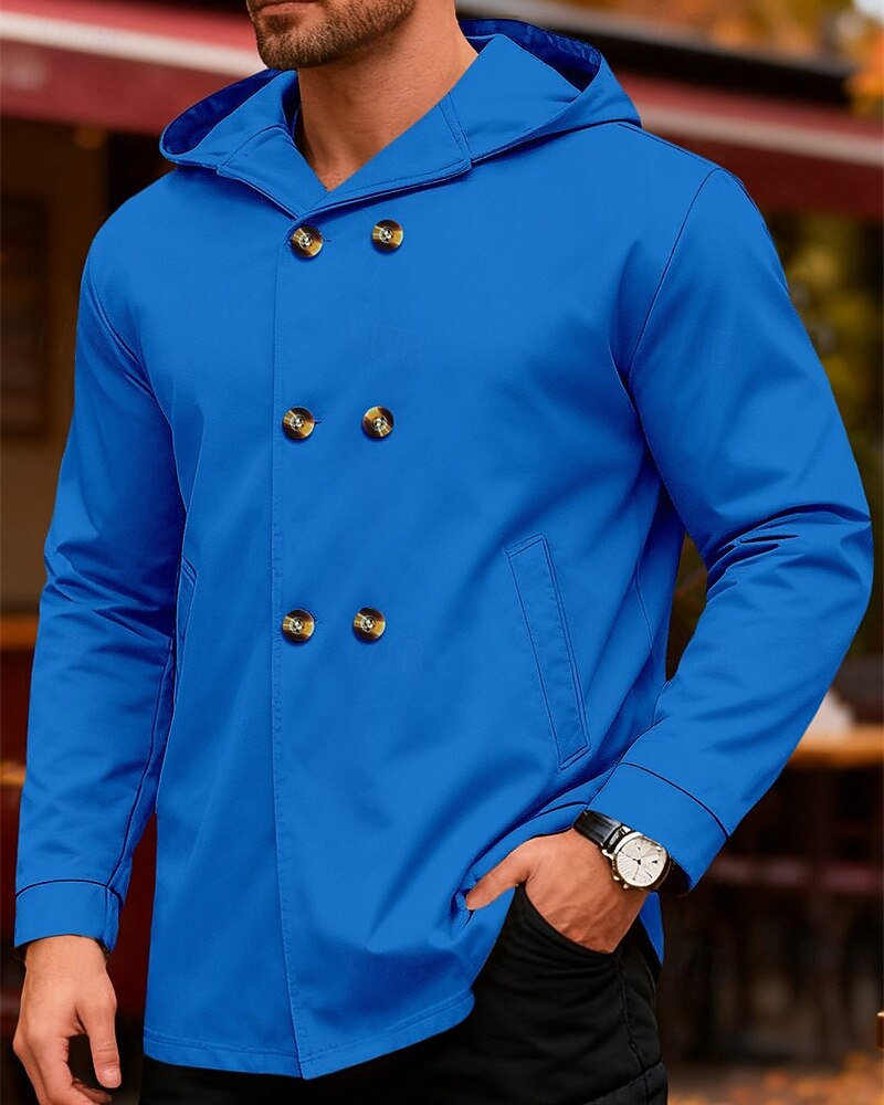 Per uomo Giacca Leggera Giacca Casual Giacca con Cappuccio All'aperto Quotidiano Doppiopetto Primavera Autunno Semplice Streetwear Quotidiano Con Cappuccio Regolare Blu Nero Verde chiaro Rosso Cachi del 2026 a $33.99 –P21