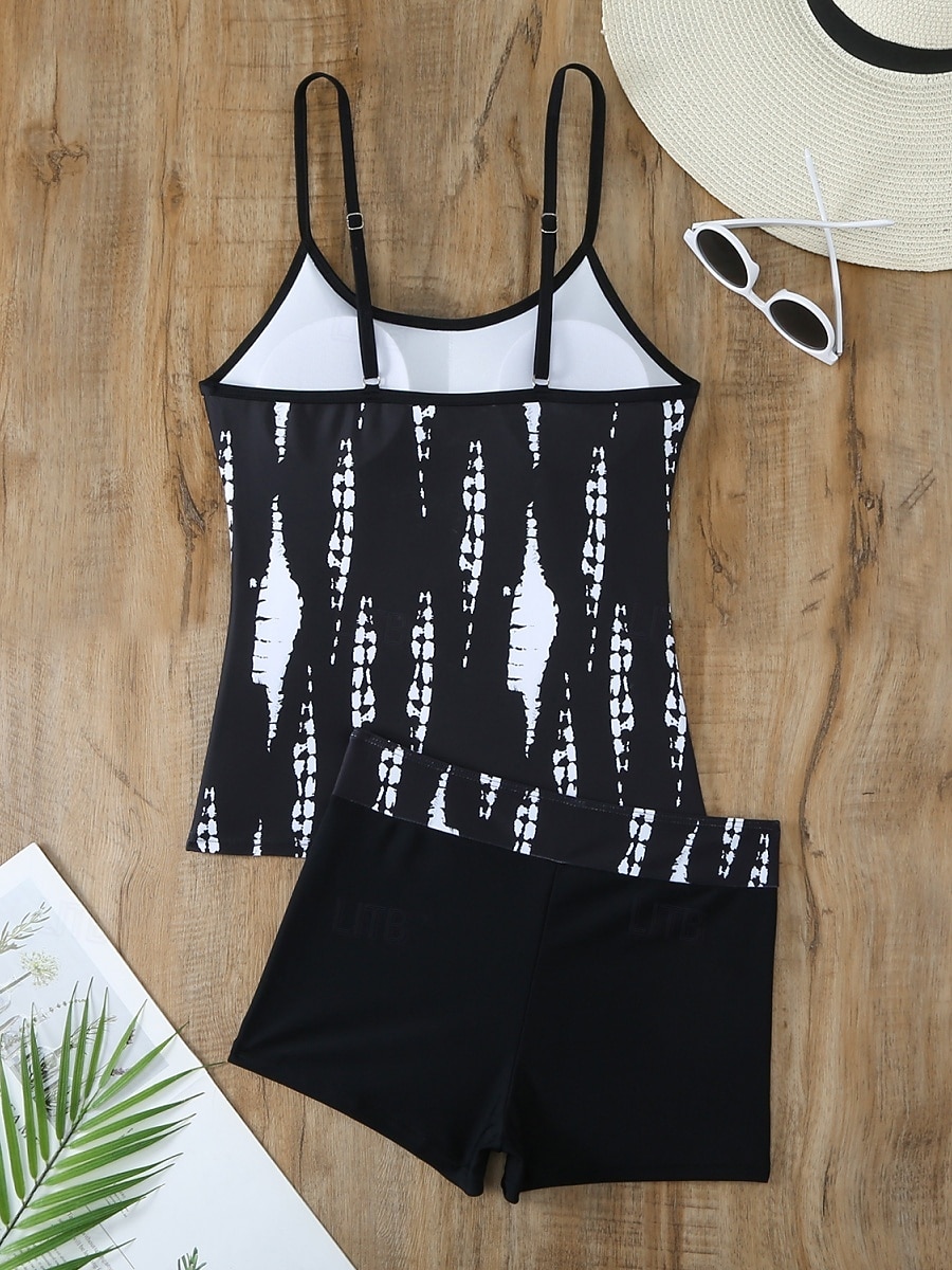 Dámské tankini dvoudílné plavky nabírané vysoký pas kontrola břicha vysoký pas štíhlé bez zadního dílu plážové oblečení květinový U krk bez rukávů 2026 - $25.99 –P5