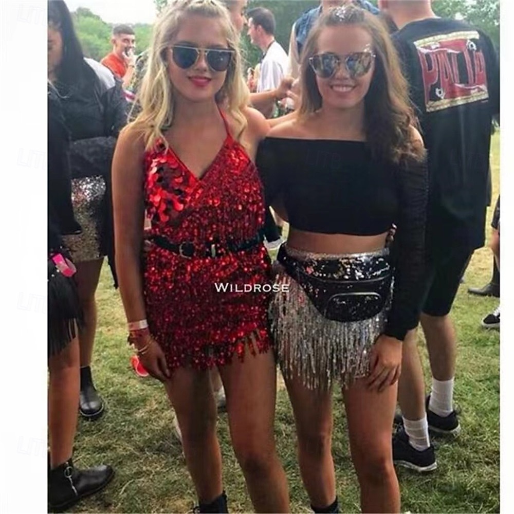 Samba Dancewear Sequins costume de performance pour femmes à thème de fête sans manches en polyester de 2026 ? €42.34 –P8