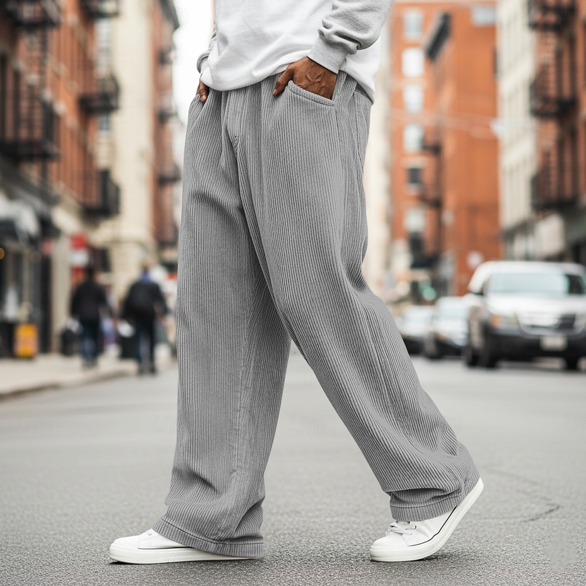 Bărbați Pantaloni Pantaloni Corduroy Pantaloni largi Pantaloni casual Pantaloni de sport cu picior drept Cordon Culoare solidă Confort Lungime totală În aer liber Casual Zilnic Modă Stil Clasic Negru 2026 - $22.99 –P2