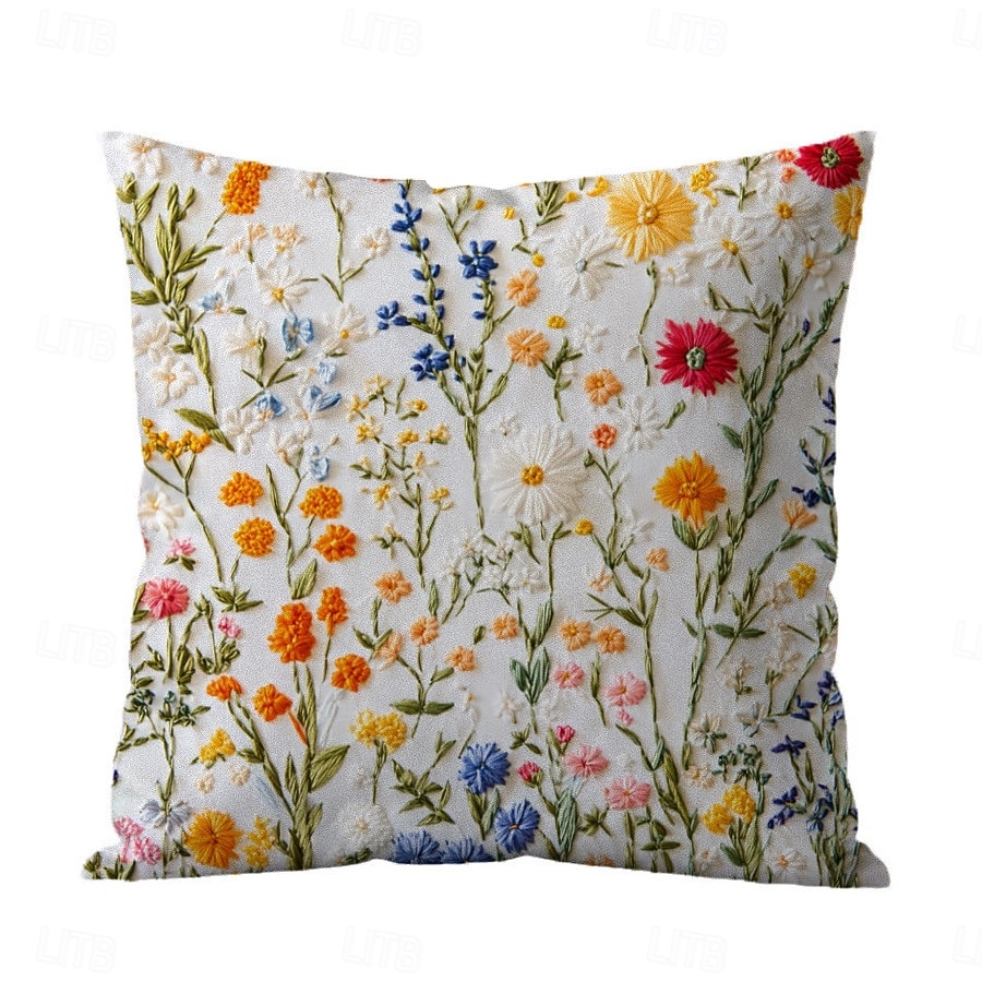 Floral Pattern Pillow Cover 2D Flat Print Soft Comfortable Cushion Case with Faux embroidery for Living Room Sofa Bedroom Home Decoration 2026 - $9.99 –P15