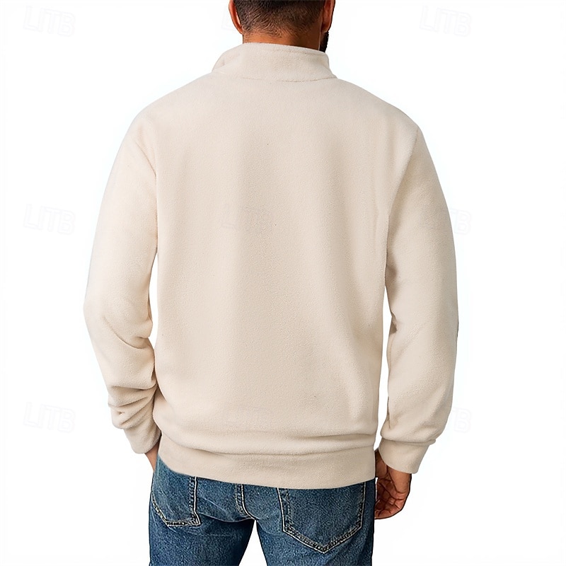 Men's Sweatshirt Fleece Sweatshirt Pullover Quarter Zip Sweatshirt Black Army Green Navy Blue Khaki Dark Gray Half Zip Plain Casual Daily Sports & Outdoor Polyester Streetwear Basic Casual Fall 2026 - $32.99 –P3