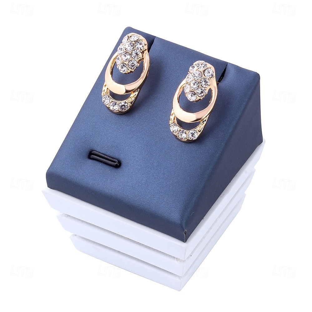 Goldfarbenes Kristallschmuckset für Damen – elegante, mehrreihige Halskette, Ohrringe, Armband und Ring für Hochzeiten, Abendveranstaltungen und formelle Anlässe 2026 - $11.99 –P2
