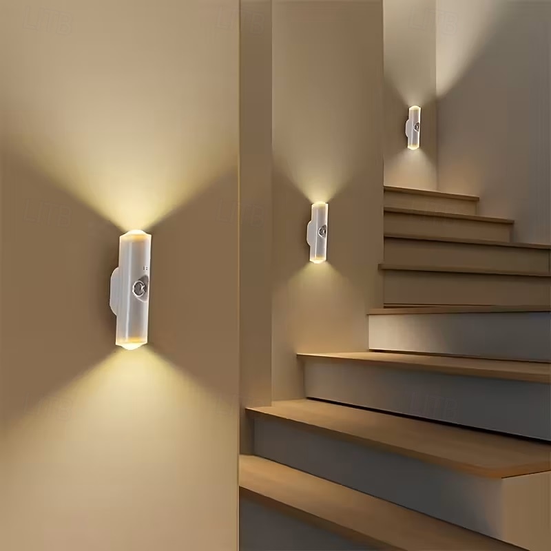 1/4 sztuki podwójnej lampki nocnej z czujnikiem kociego oka, ładowanej przez USB, RGB, 3/7 trybów kolorów, płynne przyciemnianie, do sypialni, schodów, garderoby, salonów, reflektorów 2026 - $14.49 –P6