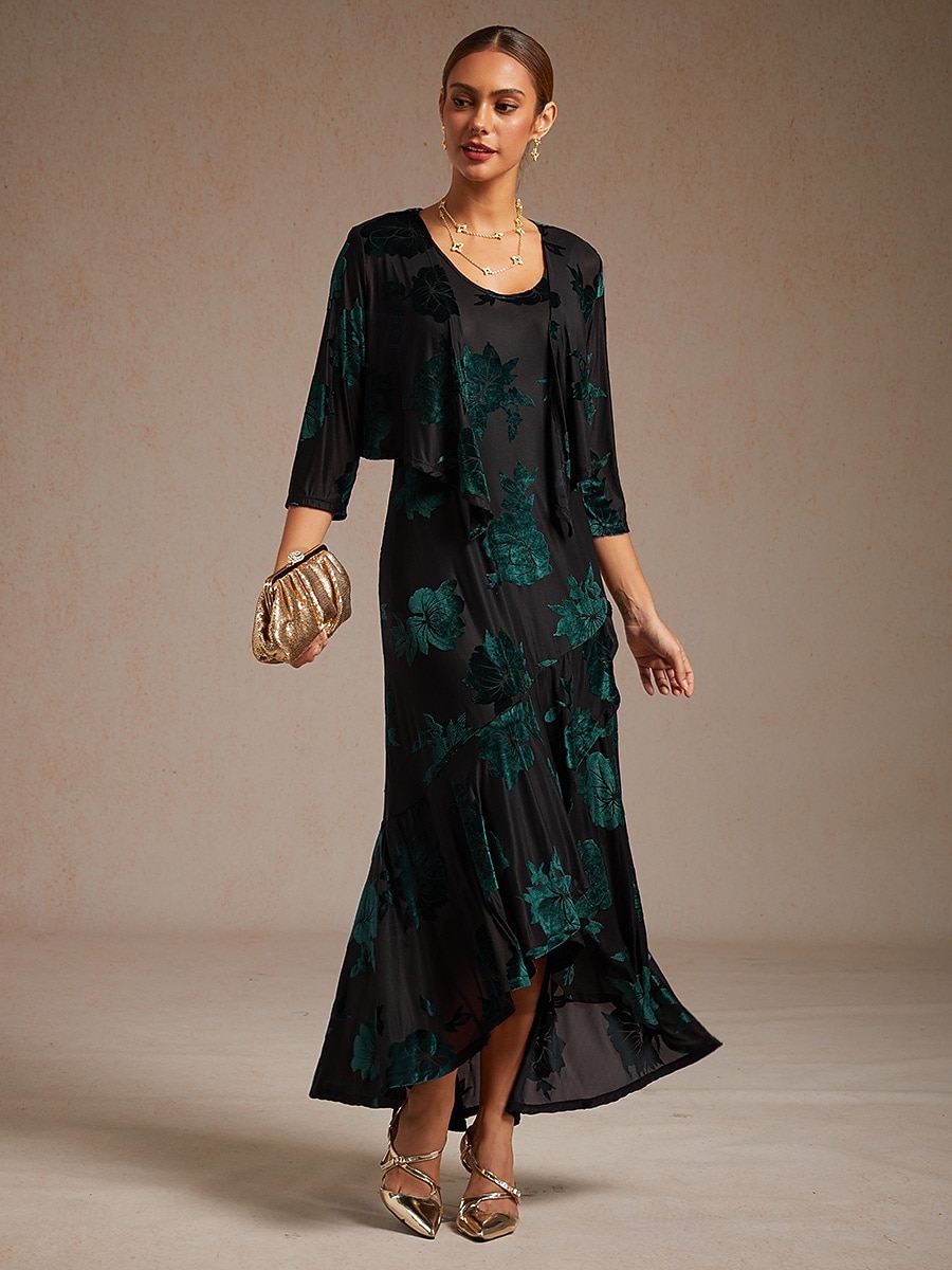 Женский бархатный жакет с цветочным принтом, элегантный топ для гостей свадьбы, зеленый, весна-осень 2026 - $47.99 –P4