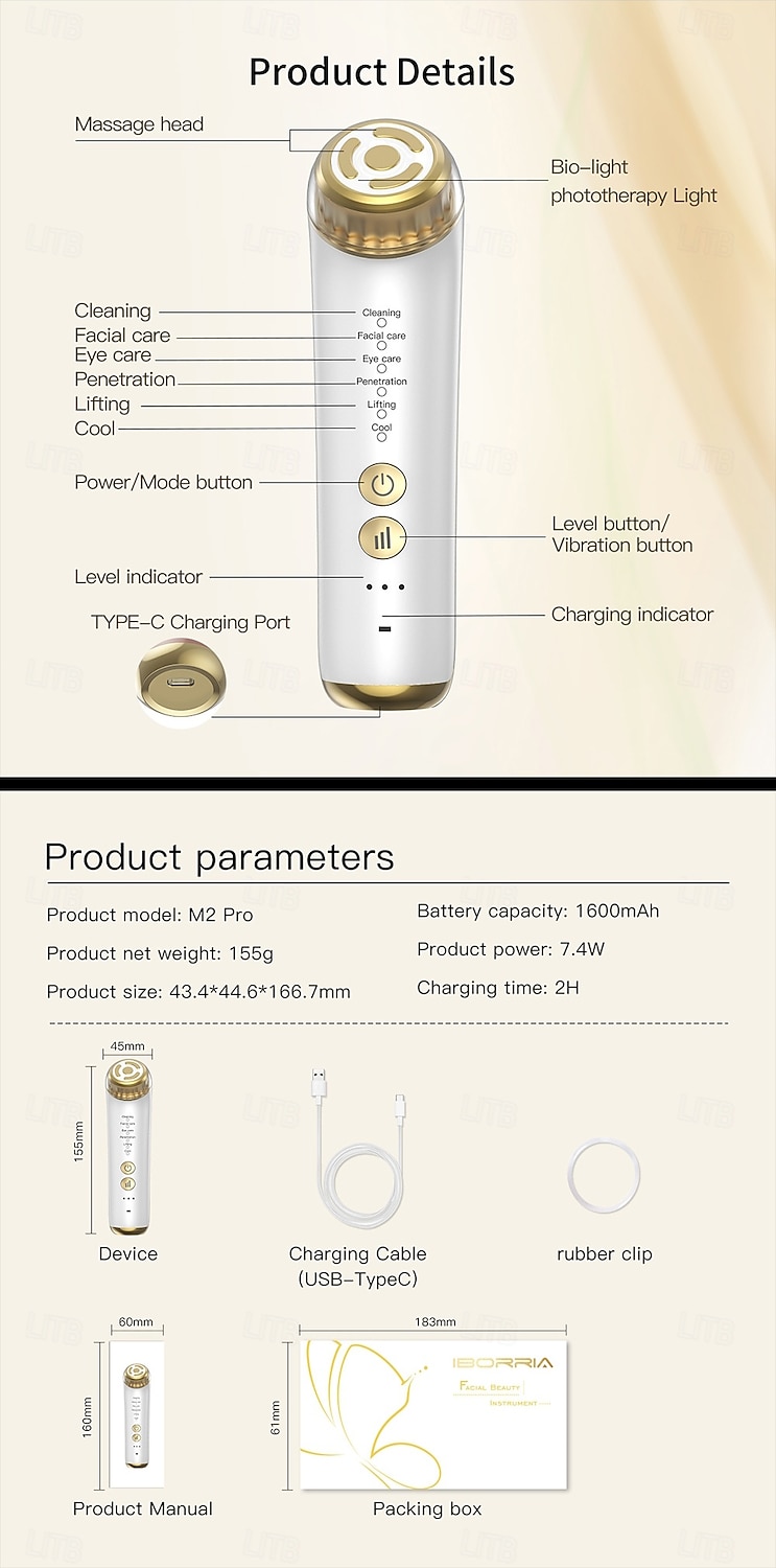 New Hot Selling EMS Micro Current RF Beauty Device Home Facial Introduction Device Multifunctional Facial Beauty Device Clear Pores Dirt Fade Wrinkles Increase Skin Elasticity Combined with RF 2026 - $102.99 –P4