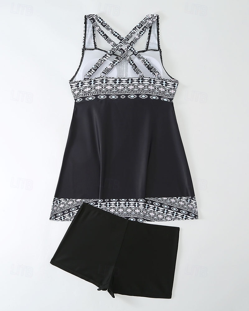 Femmes Maillots de Bain 2 pièces Shorts Maillot de bain Dos nu Vacances Tenues de plage Graphique Col rond Sans manches Maillots de bain de 2026 ? $12.49 –P7