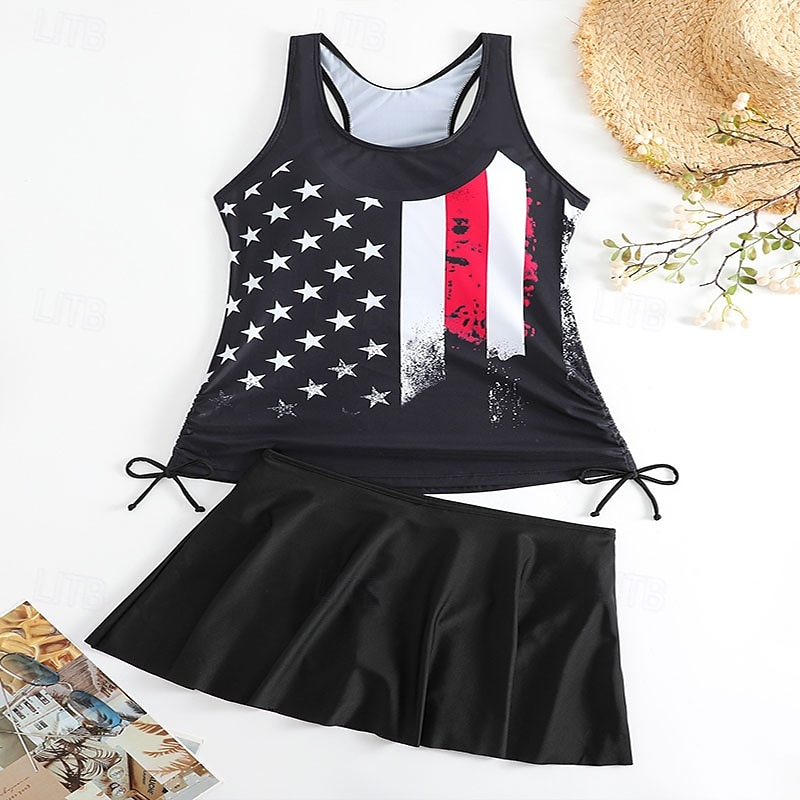 Mujer Bañadores 2 piezas Falda Traje de baño Espalda al Aire Vacaciones Ropa de playa Floral Graphic Escote Redondo Sin Mangas Trajes de baño 2026 - $28.99 –P9