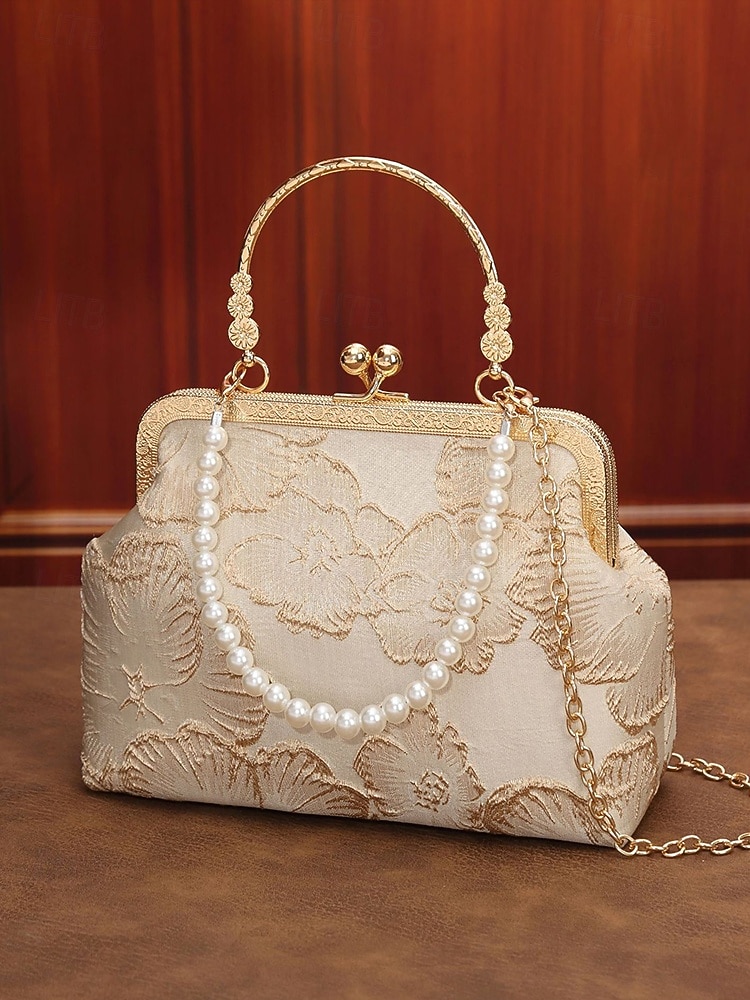 Pochette élégante pour femme avec anse en nacre - motif floral brodé et finitions dorées, disponible en plusieurs couleurs, idéale pour les mariages, les fêtes et les occasions formelles. de 2026 ? $19.99 –P3