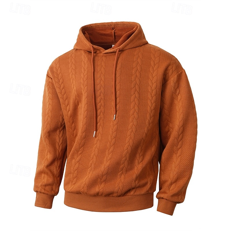 Men's Hoodie Tracksuit Hoodie & Pants Outfit Set Hoodies Set Hoodie Outdoor Daily Sports Jacquard Drawstring Pocket Plain Black Orange Khaki Polyester Activewear Fashion Streetwear Spring 2026 - $53.99 –P3