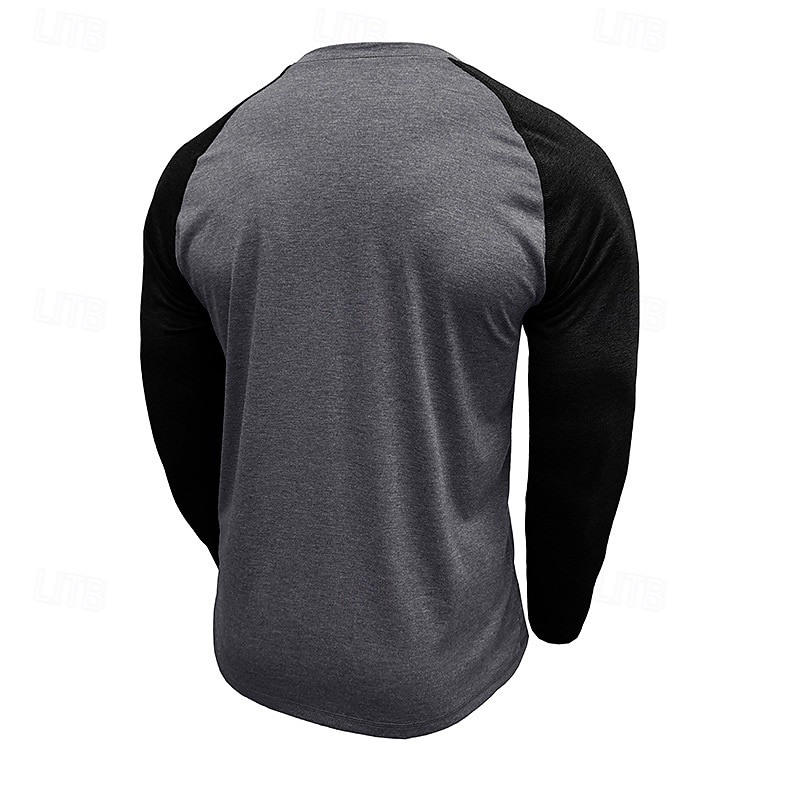 2-teiliges Henley-Shirt für Herren, Baseball-T-Shirt, Kurzarm, Farbblock-Design, Basic, Boho-Stil, Raglanärmel, für Outdoor, Freizeit, Alltag, Sommer, Herbst, alle Jahreszeiten, schwarzes 2026 - $40.99 –P17