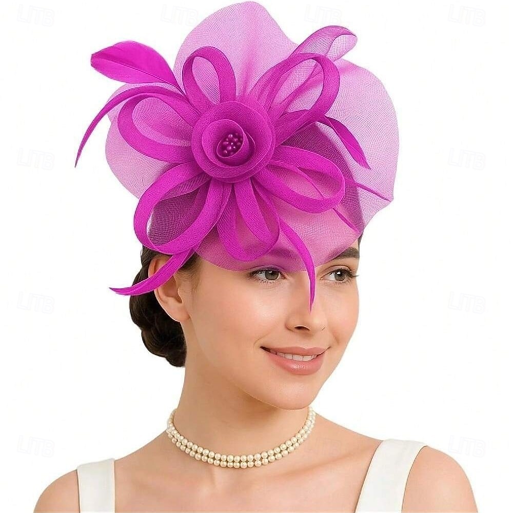 Čelenka Tyl Látka 30. léta Svatební Čajový dýchánek Dostih koktejl Elegantní Vinobraní S Peří Přílba Pokrývky Hlavy 2025 - $14.99 –P3