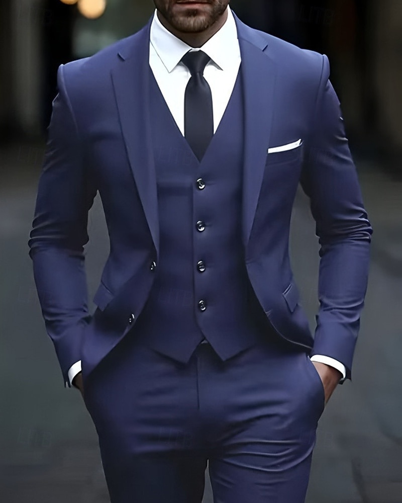 Ανδρικά Σακάκι+Γιλέκο+Παντελόνι Μπλέιζερ Στολές Επιχείρηση Κοκτέιλ Πάρτι Γαμήλιο Πάρτι 3 Κομμάτια Μοντέρνα Καθημερινό Άνοιξη Φθινόπωρο Πολυεστέρας Σκέτο Τσέπη Κουμπιά Άνετο Σταυρωτό Χρωματιστή ζακέτα 2026 - $106.99 –P7