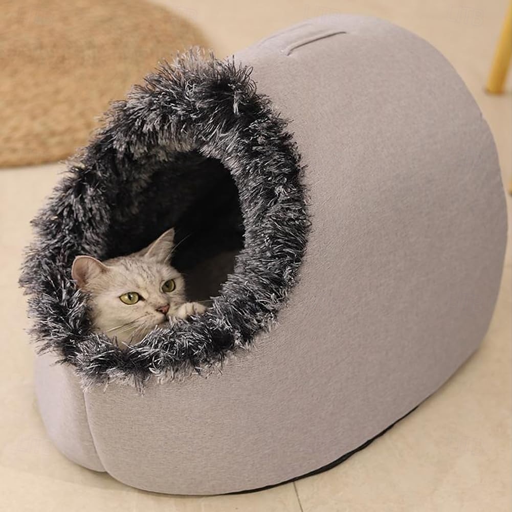 Lit-niche en peluche pour chats d'intérieur &niche pour petits chiens avec revêtement moelleux, lit amovible auto-chauffant et antidérapant, abri lavable pour chat de 2026 ? $26.99 –P2
