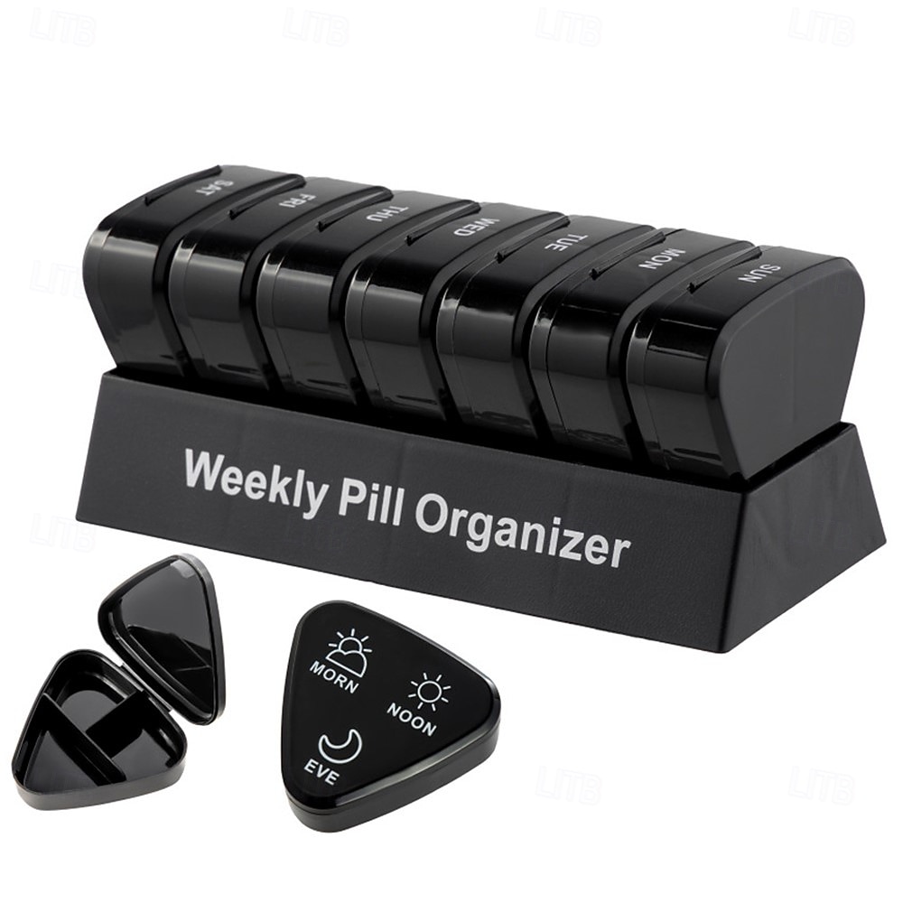 Týdenní organizér na léky 3krát denně, 7denní trojúhelníková krabička na léky s 21 přihrádkami, plastové pouzdro na léky z polypropylenu na ráno, poledne a večer, snadno otevíratelný týdenní držák na 2026 - $13.99 –P1