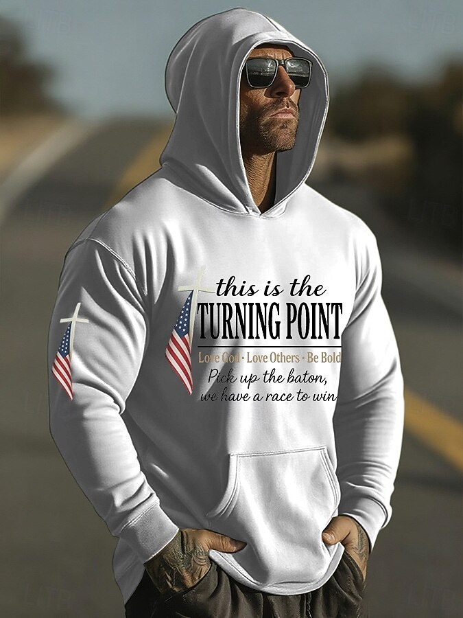 Herren Kreuz Amerikanische Flagge Kapuzensweatshirt Pullover-Hoodie Lässiger Hoodie Pullover Mode Täglich Urlaub Lässig Vintage-Retro Mit Kapuze Urlaub Streetwear Festival Blau Schwarz Weiß Rote Grün 2026 - $27.99 –P1