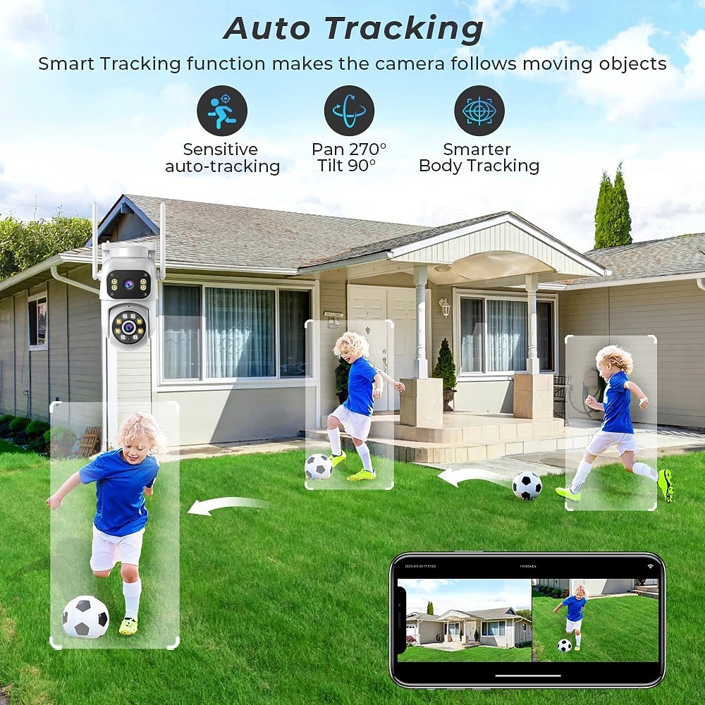 Outdoor Surveillance Camera 360 Pan-Tilt WiFi 4MP Full HD Audio/Visual Alarms & Light Motion Detection IP66-Rated Night Vision 10x Zoom Two-Way Audio SD Card/Cloud Storage Super Easy Installation 2025 - $35.99 –P8